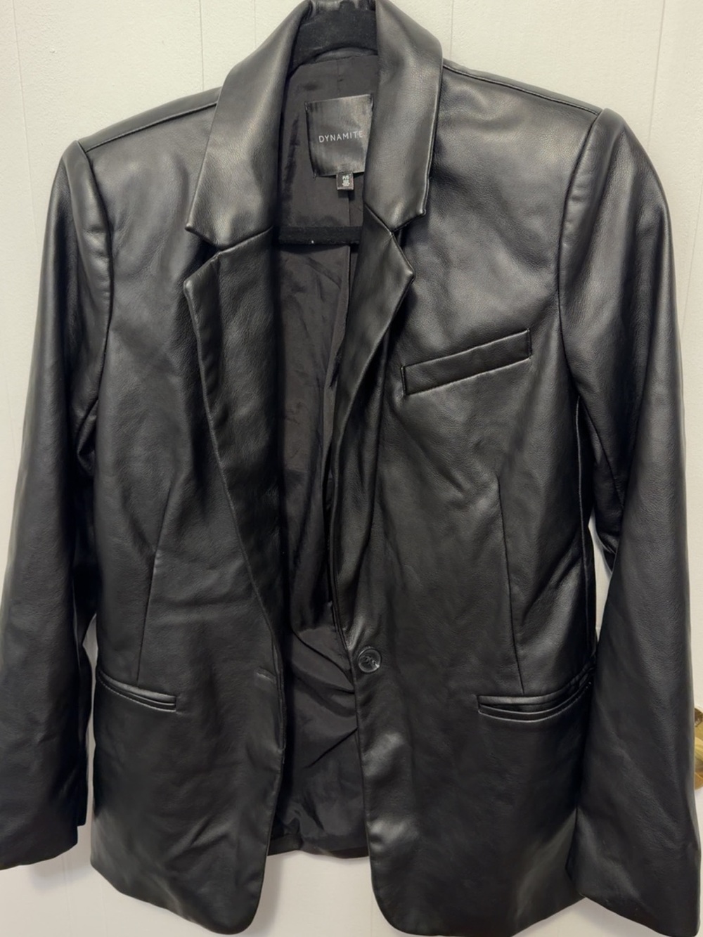 Dynamite Black Faux Leather Blazer Jacket